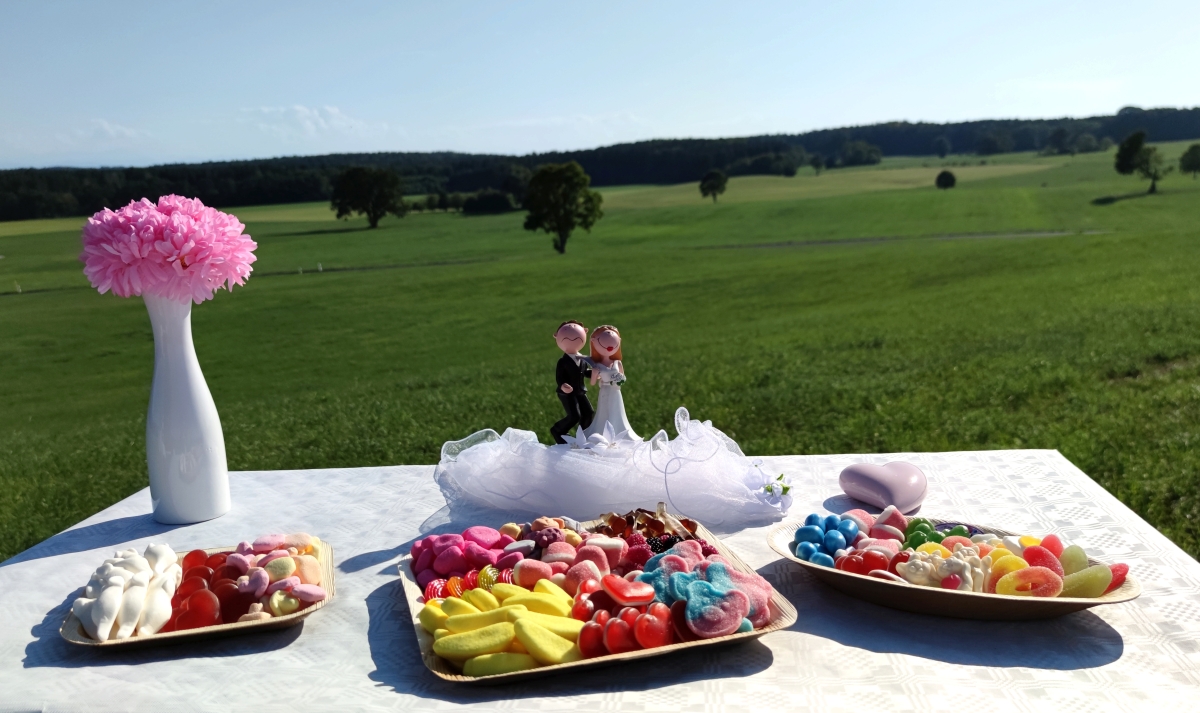 Die Candybar für Ihre Hochzeit. Unsere 3 Größen für unsere Palmblatt-Süßigkeitenplatten im Überblick. Edel dekorativ und passend zu ihrer Hochzeitsdekoration.